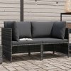 2místná zahradní pohovka s poduškami šedá polyratan 313498