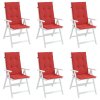 Podušky na židli vysoké opěradlo 6 ks červené 120x50x3cm textil 314110
