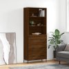 Skříň highboard hnědý dub 69,5 x 34 x 180 cm kompozitní dřevo 3189396
