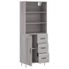 Skříň highboard šedá sonoma 69,5 x 34 x 180 cm kompozitní dřevo 3190019