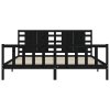 Rám postele s čelem černý 200 x 200 cm masivní dřevo 3192840