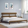 Rám postele s čelem medově hnědý 200 x 200 cm masivní dřevo 3193554