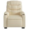 Zvedací masážní polohovací křeslo krémové textil 3206662
