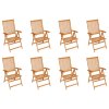 Polohovací zahradní židle s poduškami 8 ks masivní teak 3072541
