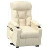 Zvedací masážní křeslo krémové textil 3093476