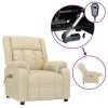 Elektrické masážní křeslo krémové textil 3143588