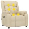 Elektrické masážní křeslo krémové textil 3143588