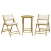 3dílný skládací bistro set s krémově bílými poduškami bambus 3208939