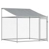 Klec pro psy se střechou a dvířky šedá 4x2x2 m pozinkovaná ocel 3209568