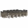 15dílný zahradní jídelní set s poduškami šedý polyratan 3211052