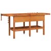 Pracovní stůl se zásuvkami a svěráky 192x62x83cm masivní akácie 153325