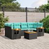 7dílná zahradní sedací souprava s poduškami černá polyratan 3226638