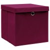Úložné boxy s víky 4 ks 28 x 28 x 28 cm tmavě červené 325200
