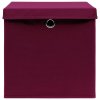 Úložné boxy s víky 4 ks 28 x 28 x 28 cm tmavě červené 325200
