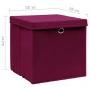 Úložné boxy s víky 4 ks 28 x 28 x 28 cm tmavě červené 325200