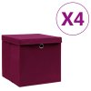 Úložné boxy s víky 4 ks 28 x 28 x 28 cm tmavě červené 325200
