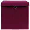Úložné boxy s víky 10 ks 28 x 28 x 28 cm tmavě červené 325202
