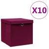 Úložné boxy s víky 10 ks 28 x 28 x 28 cm tmavě červené 325202