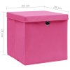 Úložné boxy s víky 4 ks 28 x 28 x 28 cm růžové 325204