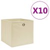Úložné boxy 10 ks netkaná textilie 28 x 28 x 28 cm krémové 325217