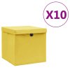 Úložné boxy s víky 10 ks 28 x 28 x 28 cm žluté 325226