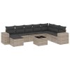 9dílná zahradní sedací souprava a podušky světle šedá polyratan 3255309
