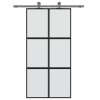 Posuvné dveře černé 102,5 x 205 cm tvrzené sklo a hliník 155209