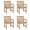 Zahradní židle 4 ks béžové podušky masivní teak 3073007