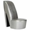 Křeslo s vysokým podpatkem stříbrné umělá kůže 248649