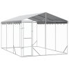 Venkovní psí kotec se střechou stříbrný 3 x 4,5 x 2,5 m ocel 3190487