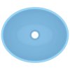 Luxusní umyvadlo oválné matně světle modré 40 x 33 cm keramika 146923