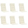 Podušky na židli vysoké opěradlo 6 ks krémové 120x50x3cm textil 314106
