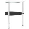 322786 vidaXL 2-Tier Side Table Transparent & Black 38x38x50cm Tempered Glass 322786