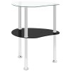 322786 vidaXL 2-Tier Side Table Transparent & Black 38x38x50cm Tempered Glass 322786