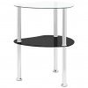 322786 vidaXL 2-Tier Side Table Transparent & Black 38x38x50cm Tempered Glass 322786