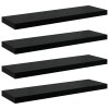 Plovoucí nástěnné police 4 ks lesklé černé 90x23,5x3,8 cm MDF 323777