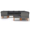 9dílná zahradní sedací souprava s poduškami polyratan šedá 3059722