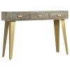 Konzolový stolek masivní mangovník šedý s mosazí 110x35x76 cm 246682