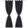 Zatemňovací závěsy s kovovými oky, 2 ks, 135x175 cm, černá 132199