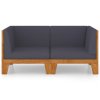 2místná pohovka s tmavě šedými poduškami masivní akácie 3058113