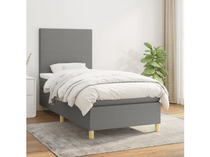 Boxspring posteľ s matracom tmavosivá 100x200 cm látka 3142154