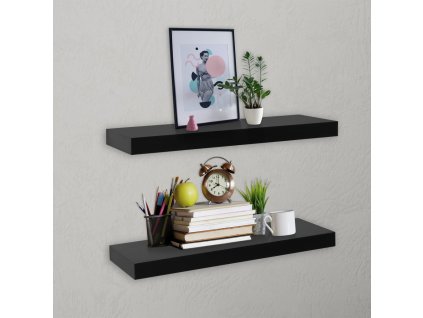 Plávajúce nástenné police 2 ks čierne 40x20x3,8 cm 288200