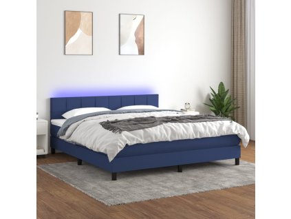 Posteľ boxsping s matracom a LED modrá 160x200 cm látka 3133171