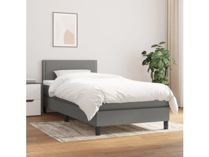 Boxspring posteľ s matracom tmavosivá 90x200 cm látka 3139946