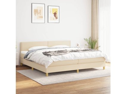 Boxspring posteľ s matracom krémová 200x200 cm látka 3140566