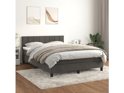 Posteľný rám boxspring s matracom tmavosivý 140x190 cm zamat 3141300
