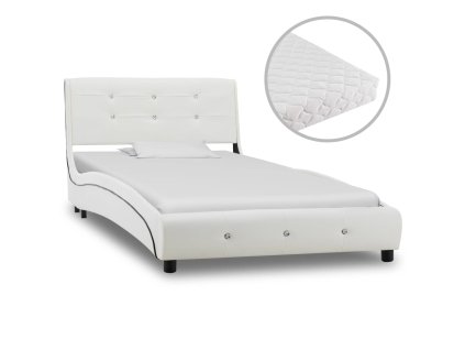 Posteľ s matracom biela 90x200 cm umelá koža 277569