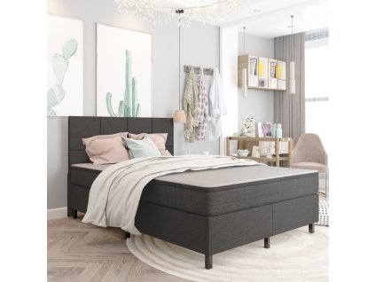 Posteľ boxspring tmavošedá látková 140x200 cm 3054798