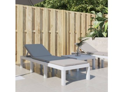 Lehátko na opaľovanie s vankúšikmi biele PP 364724