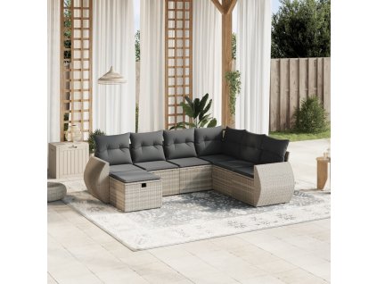 7-dielna záhradná súprava pohoviek s vankúšmi svetlosivá 3264148